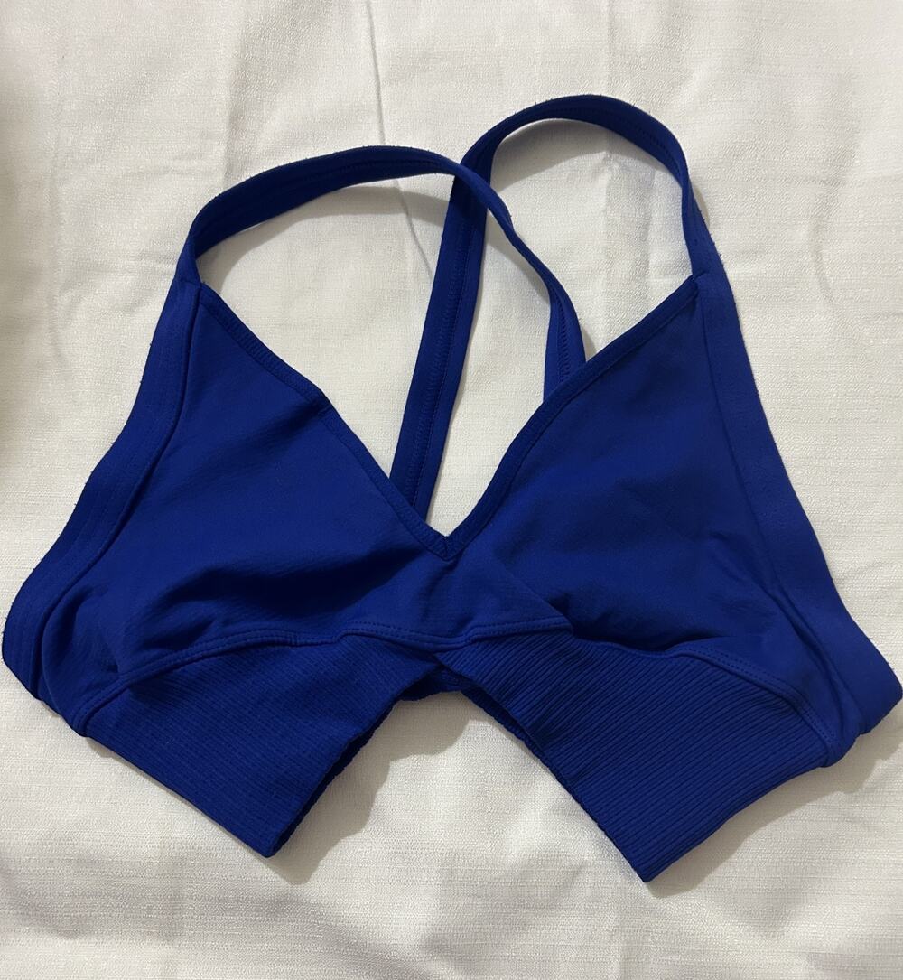 Free People Movement NWT Good Karma Super Plunge Bra Cobalt Blue Size XS